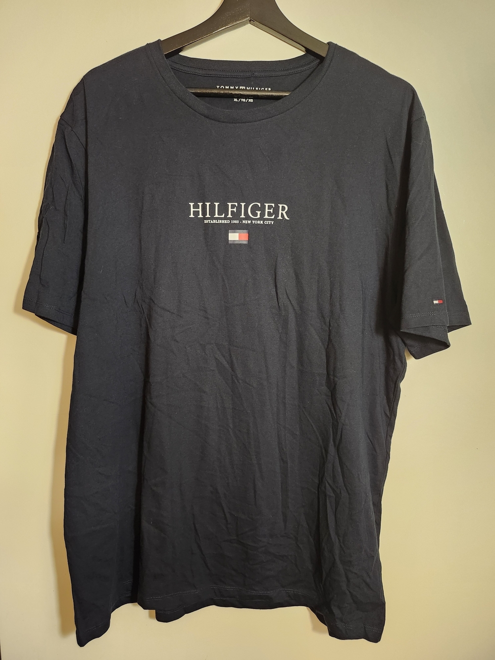 Tommy Hilfiger Men's Blue Logo Crew Neck T-Shirt - Size XL